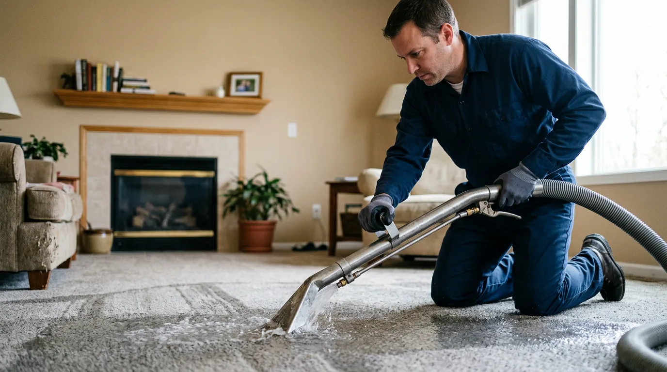 Water damage restoration technician working near Olivia, MN
